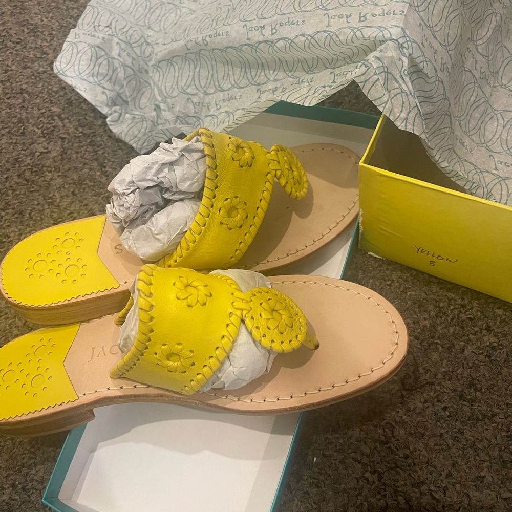Jack Rogers Yellow and Cream Sandals